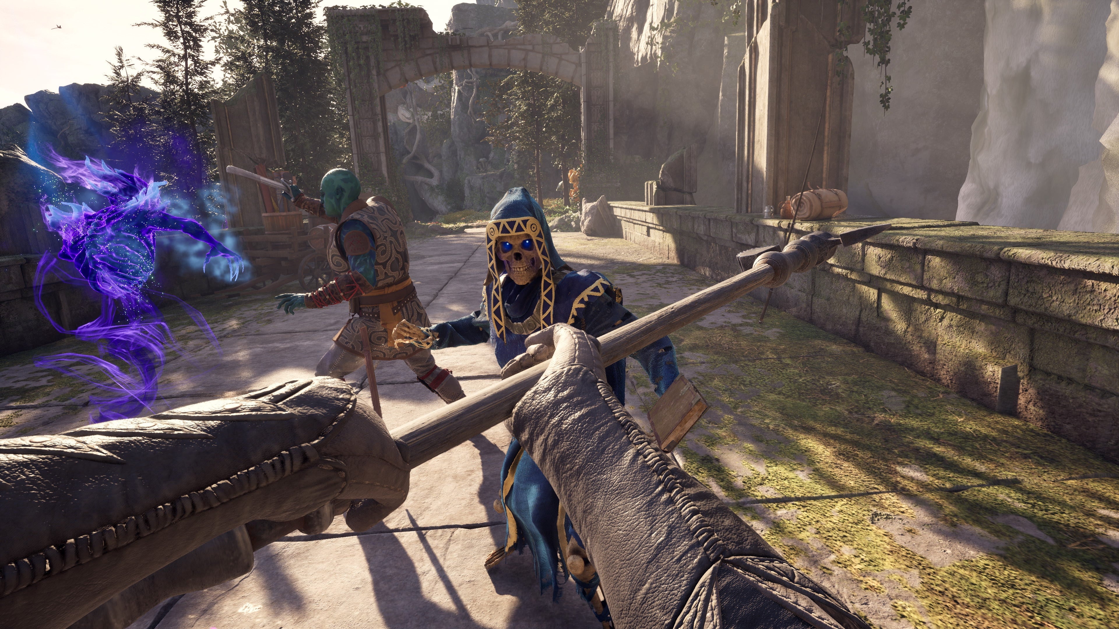 Dynamic combat scene from Avowed showing action and adventure.