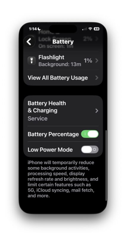 Battery Health warning on iPhone