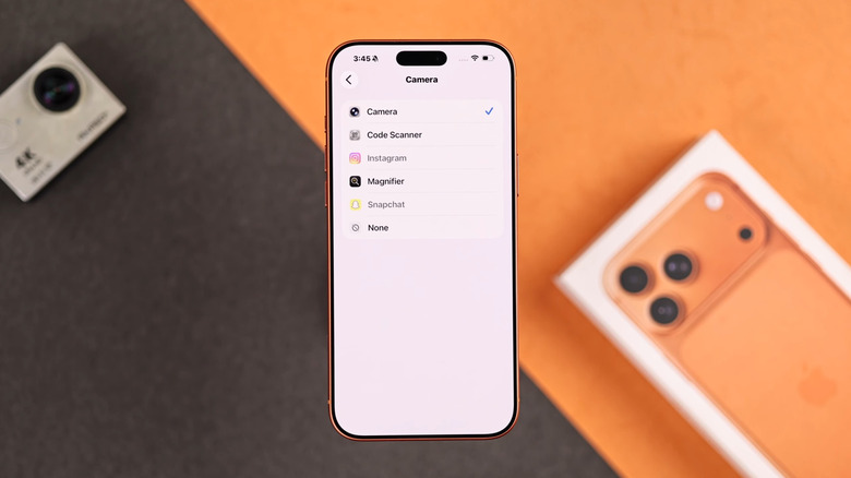 iPhone showing Camera Control camera app options