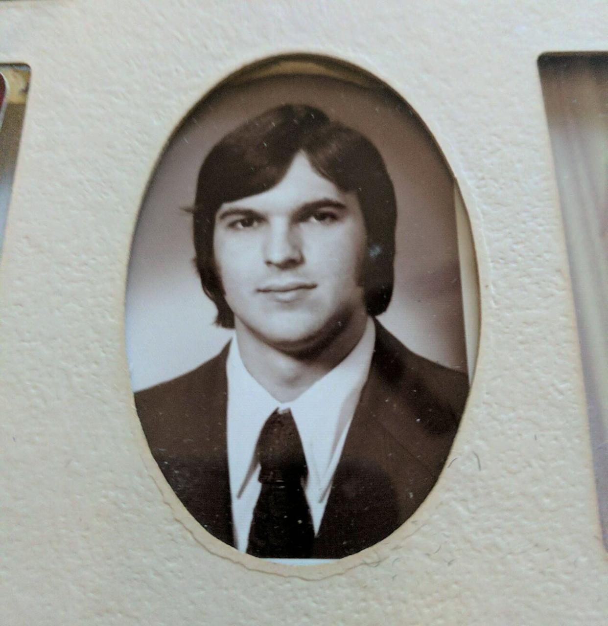 A black and white yearbook photo