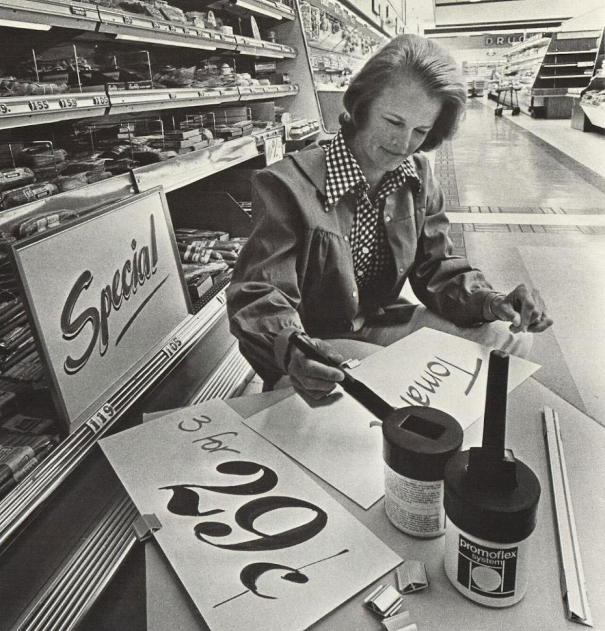 Sign painting in grocery stores