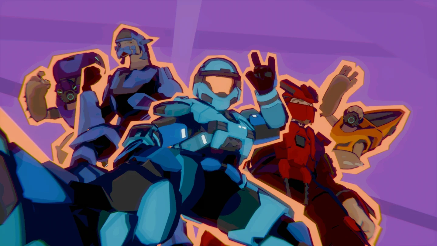 A group selfie of two Grunts, an Elite, a Brute, and a Spartan.
